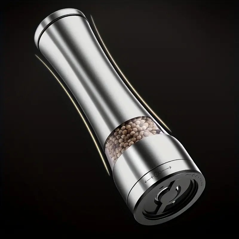 Stainless Steel Manual Pepper Grinder - Adjustable Thickness, Large Capacity, Portable Design for Outdoor Cooking & Home Use, Perfect for Black/White Pepper
