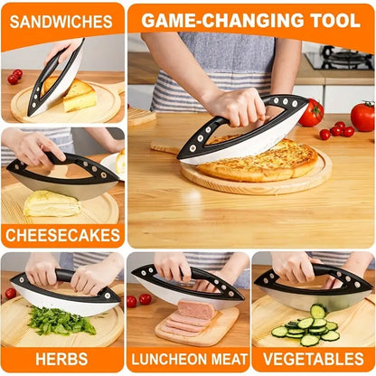 Pizza Cutter, 1pc 12" Pizza Cutter Rocker Blade Stainless Steel Pizza Rocker with Cover Sharp Blade Pizza Knife Dishwasher Safe Kitchen Gadgets Home Essentials