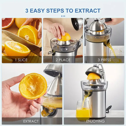 Electric Citrus Juicer Squeezer & Commercial Drink Mixers -- Powerful Orange Juicer with Zinc Alloy Die Casting Shell, Luxury Squeezer with Two Interchangeable Cones for Oranges of Any Size