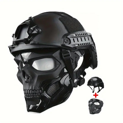FAST Skull Mask And Helmet Set, Adjustable Knob for Outdoor Activities for Cosplay Photo Props, Bar Club Rave Party Supplies, Gift & Collection, Halloween Music Festival