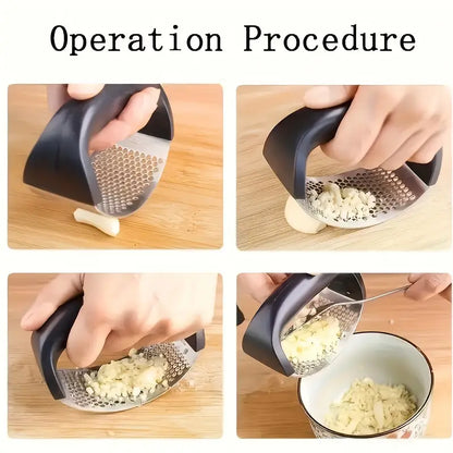 Stainless Steel Garlic Press & Mincer – Ergonomic Soft Handle, Easy-Squeeze & Clean, Professional Kitchen Tool for Effortless Garlic Crushing, Garlic Crusher
