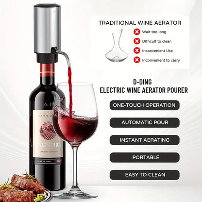 All-in-1 Electric Wine Opener Set - Automatic Rechargeable Corkscrew for Wine Bottles with Foil Cutter, Wine Aerator & Vacuum Stopper