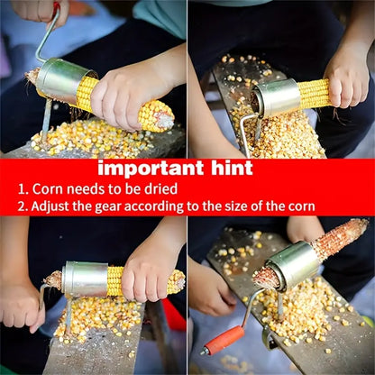 Manual Stainless Steel Corn Peeler Thresher - Hand Crank Corn Cob Stripper and Sheller Tool for BBQ & Outdoor Cooking with Metal Construction and Power-Free Operation