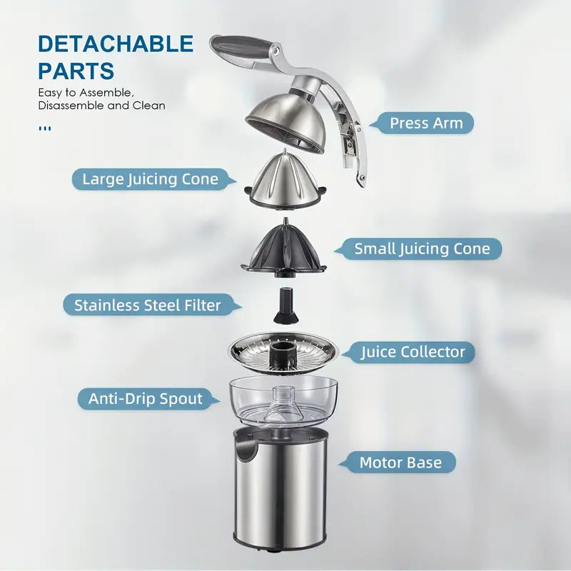 Electric Citrus Juicer Squeezer & Commercial Drink Mixers -- Powerful Orange Juicer with Zinc Alloy Die Casting Shell, Luxury Squeezer with Two Interchangeable Cones for Oranges of Any Size