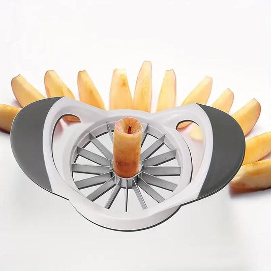 16-Slice Apple Slicer and Corer with Stainless Steel Blades - Durable White & Black Kitchen Tool for Effortless Fruit Prep, Quick Fruit Processor | Ergonomic Design | Robust Handle Construction