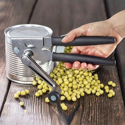 Can Opener with Lever | Stainless Steel Construction, Non-Slip Grip - Commercial & Home Kitchen Use - Easy Can Opening Tool for Restaurants, Households - Durable Can Opener for Heavy-Duty Cans & Bottles