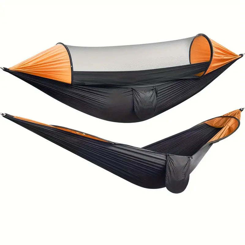 Nylon Quick-Deploy Hammock with Mosquito Net - Perfect for Outdoor Camping, Backpacking & Hiking