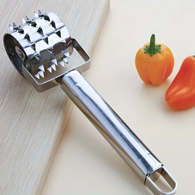 Multi-Function Stainless Steel Meat Tenderizer Mallet with Bone Crusher and Tenderizing Tool