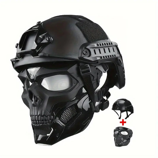 FAST Skull Mask And Helmet Set, Adjustable Knob for Outdoor Activities for Cosplay Photo Props, Bar Club Rave Party Supplies, Gift & Collection, Halloween Music Festival