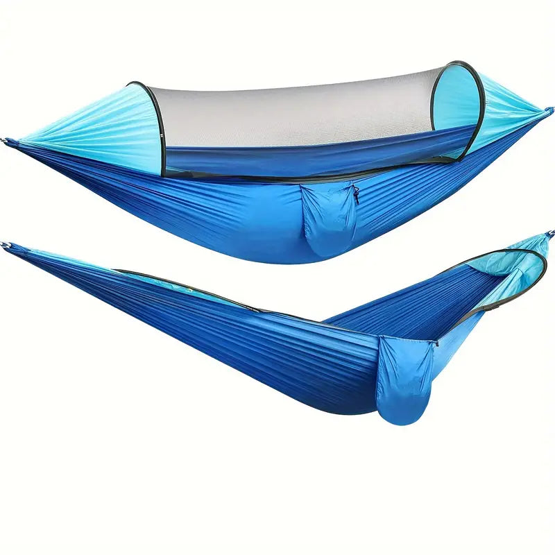 Nylon Quick-Deploy Hammock with Mosquito Net - Perfect for Outdoor Camping, Backpacking & Hiking